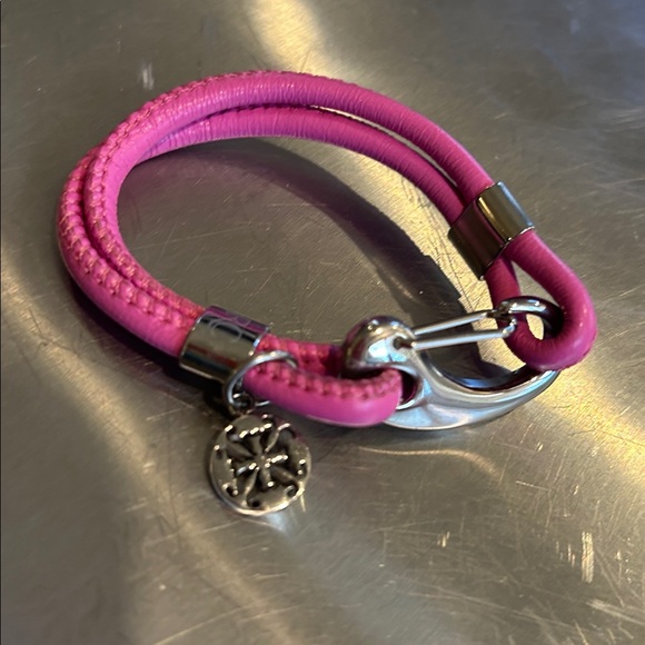 Rustic Cuff Girls Pink Beaded and Leather Bracelet Set with Charms - Picture 4 of 4